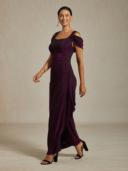 Cold Shoulder Glitter Metallic Knit Dress