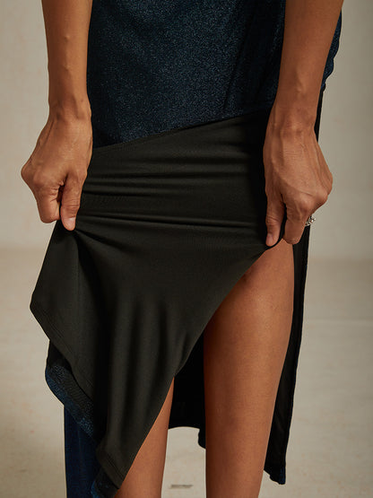 Cold Shoulder Glitter Metallic Knit Dress