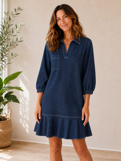 Knee-Length Denim Dress