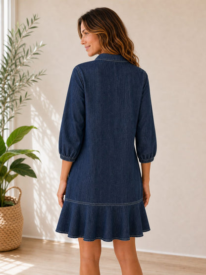 Knee-Length Denim Dress