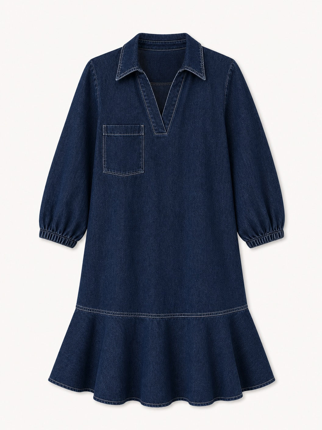 Knee-Length Denim Dress