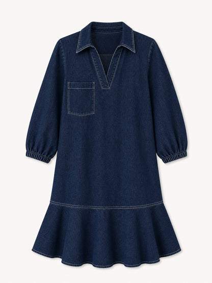 Knee-Length Denim Dress