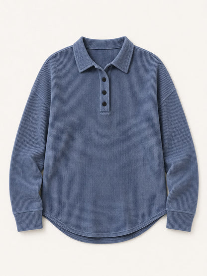 Washed Cotton Waffle Blouse