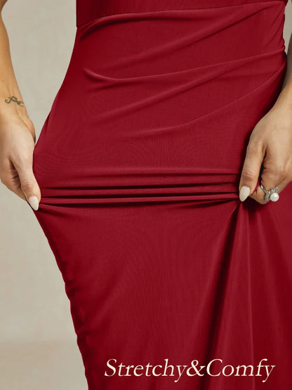 Florales Chiffon-Abendkleid mit asymmetrischem Saum