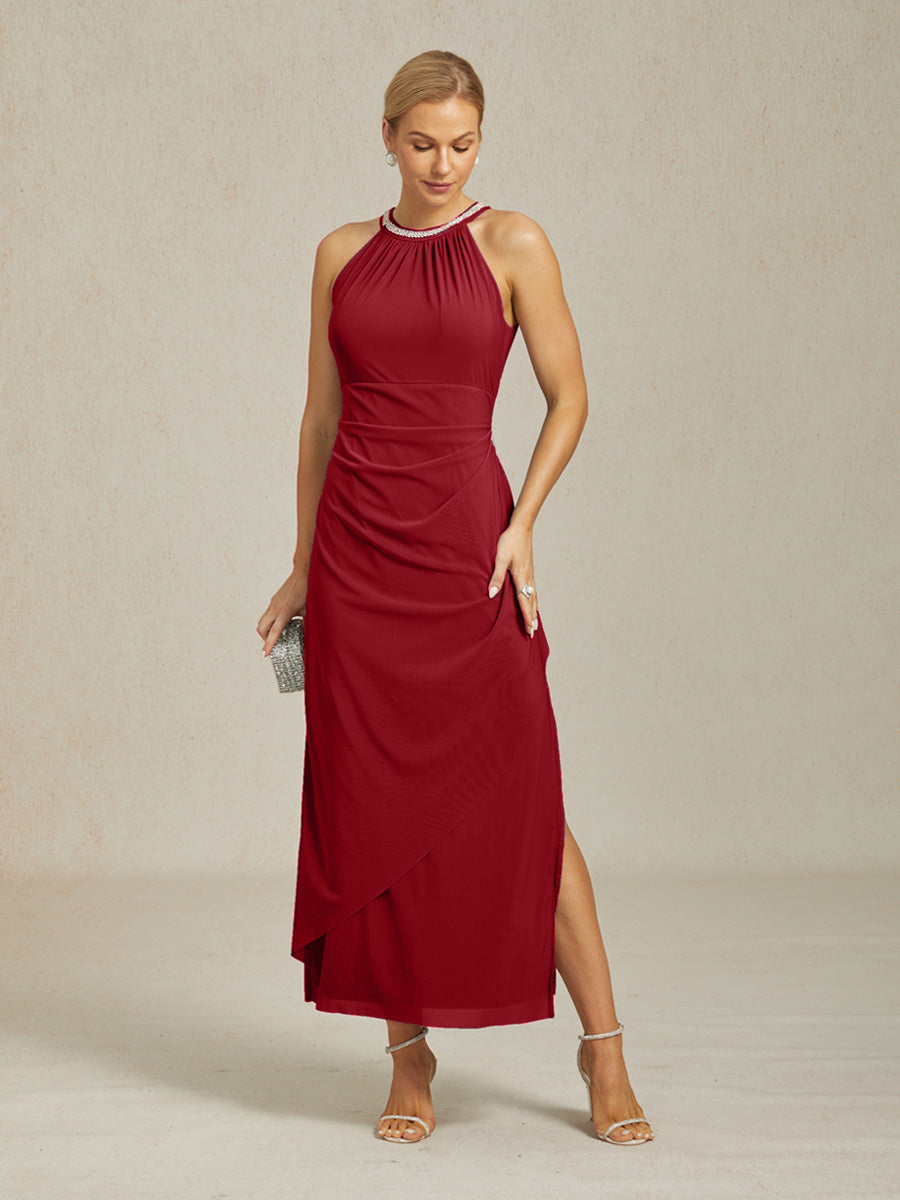 Florales Chiffon-Abendkleid mit asymmetrischem Saum