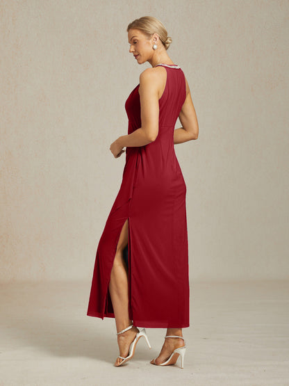 Florales Chiffon-Abendkleid mit asymmetrischem Saum