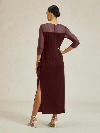 Elegantes formelles Kleid mit Perlenbesetztem Illusions-Ausschnitt