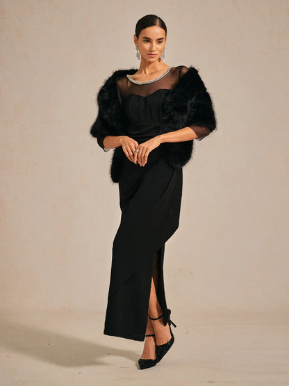 Cold Shoulder Glitter Metallic Knit Dress