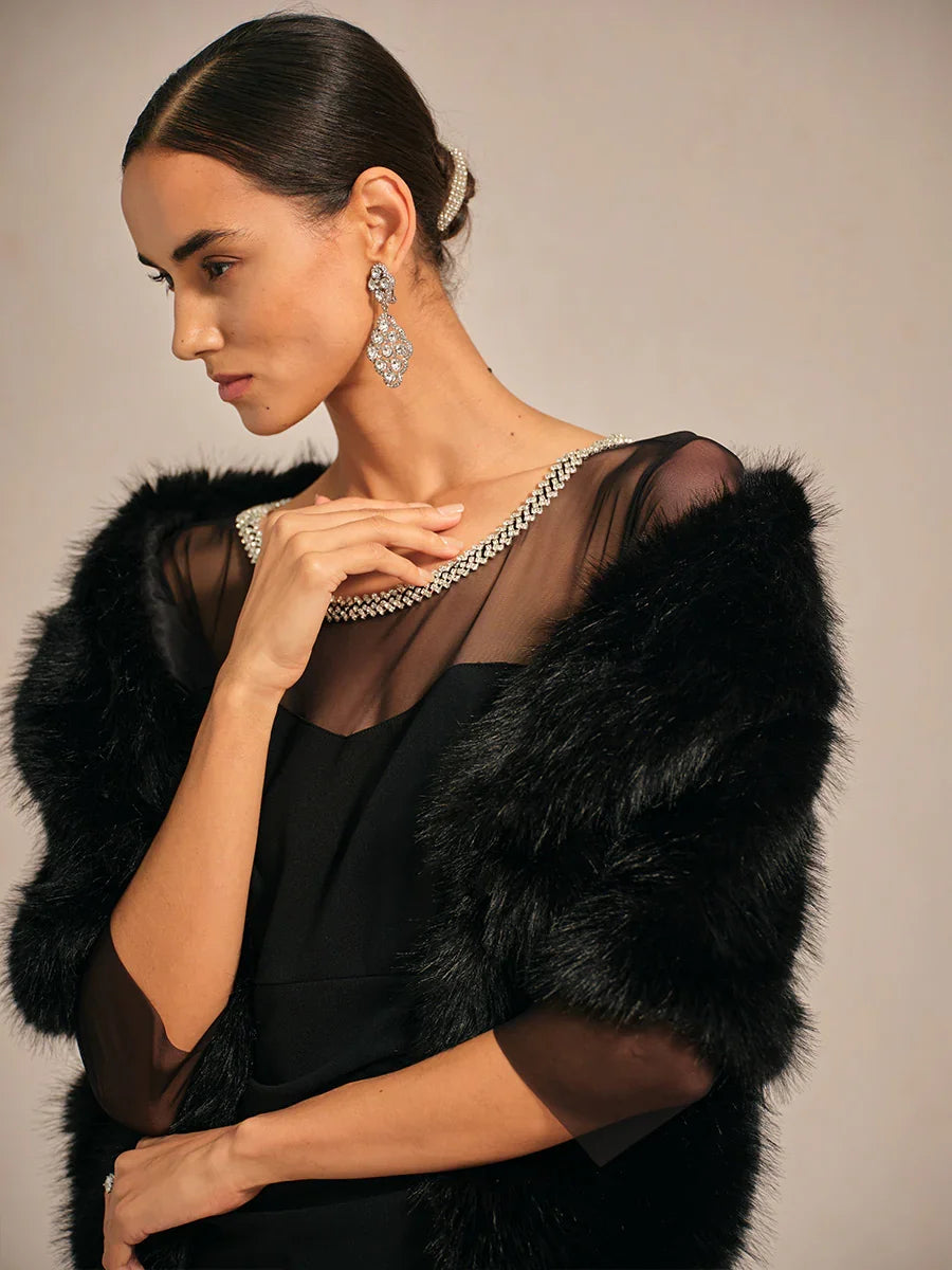 Cold Shoulder Glitter Metallic Knit Dress