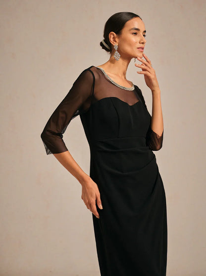 Cold Shoulder Glitter Metallic Knit Dress