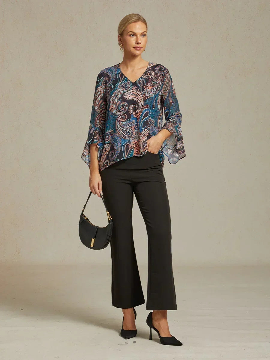 Elegant Boho Chiffon Ruffle Sleeve Blouse