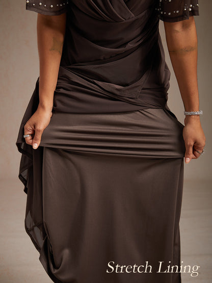 A-Linien-Kleid aus Rosettenspitze mit Paillettenverzierung