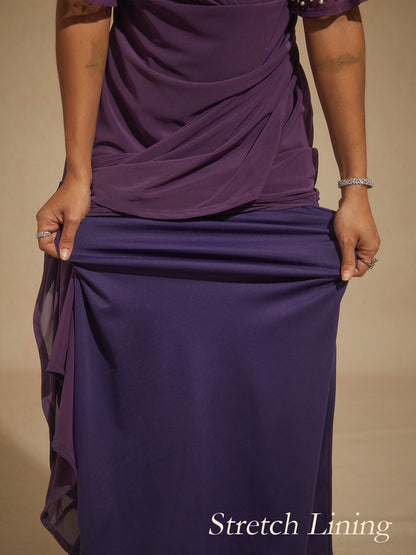 A-Linien-Kleid aus Rosettenspitze mit Paillettenverzierung