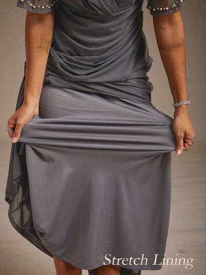 A-Linien-Kleid aus Rosettenspitze mit Paillettenverzierung