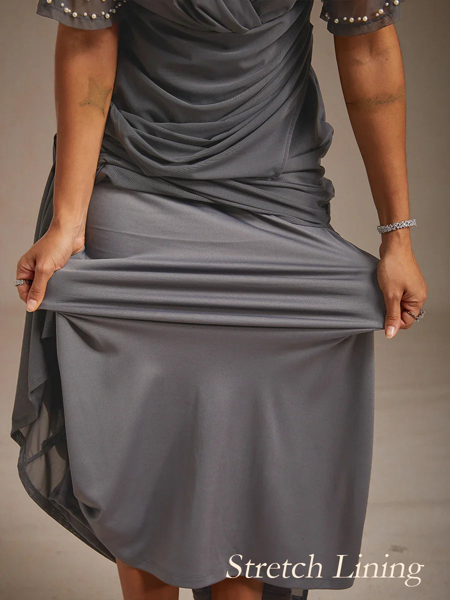 A-Linien-Kleid aus Rosettenspitze mit Paillettenverzierung