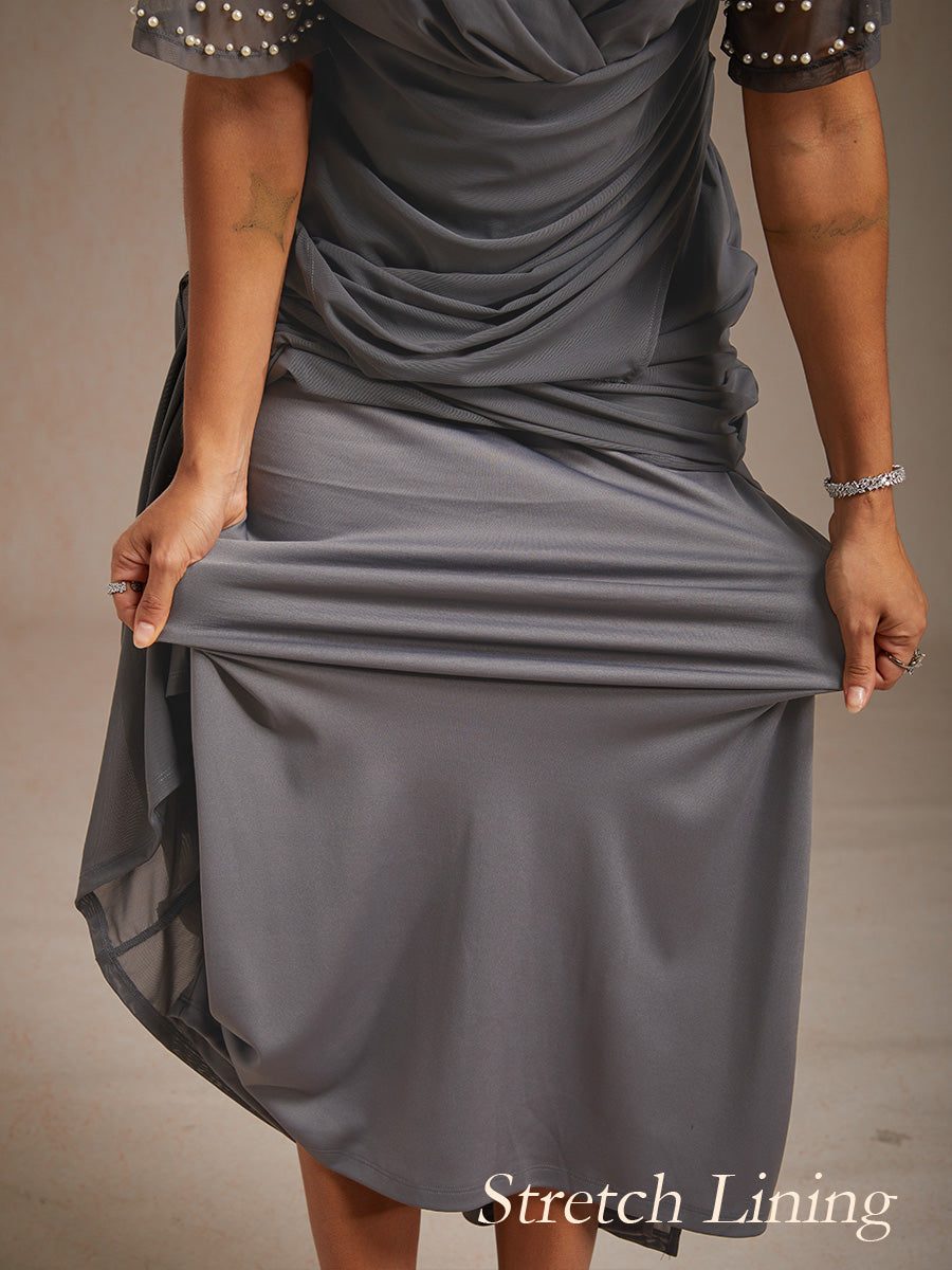 A-Linien-Kleid aus Rosettenspitze mit Paillettenverzierung