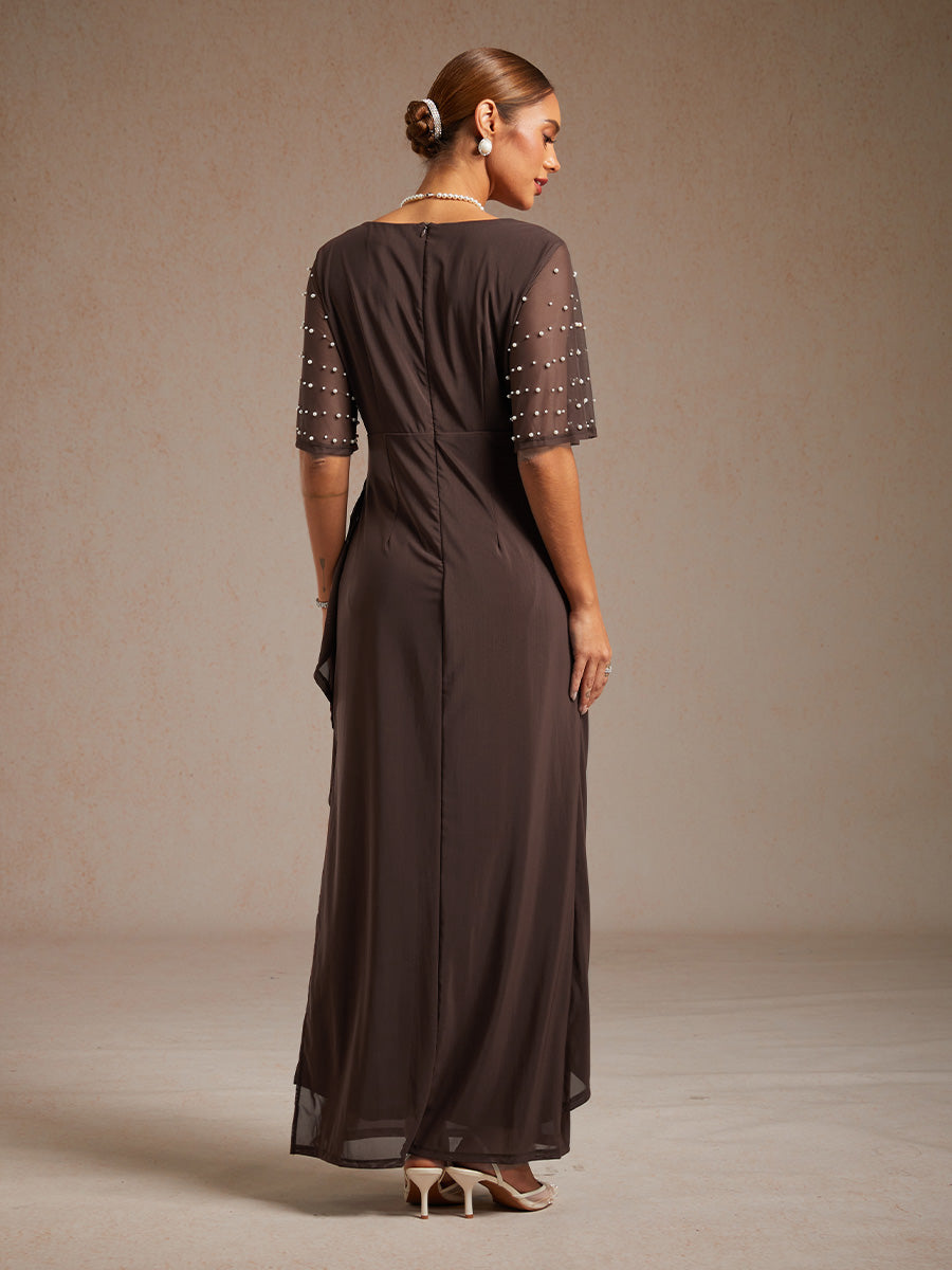 A-Linien-Kleid aus Rosettenspitze mit Paillettenverzierung