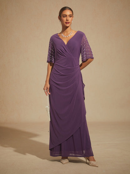 A-Linien-Kleid aus Rosettenspitze mit Paillettenverzierung