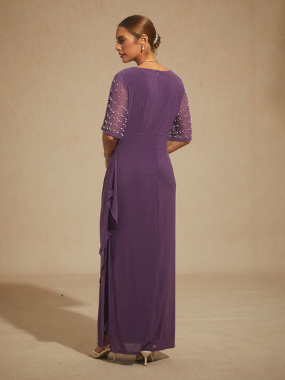 A-Linien-Kleid aus Rosettenspitze mit Paillettenverzierung