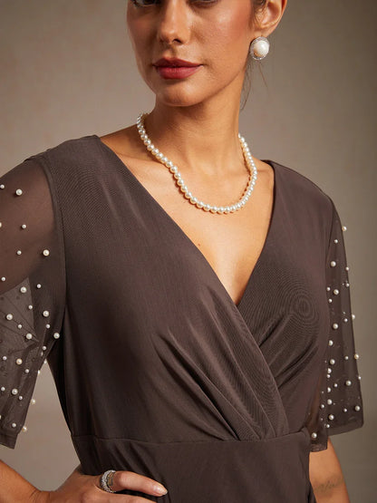 A-Linien-Kleid aus Rosettenspitze mit Paillettenverzierung