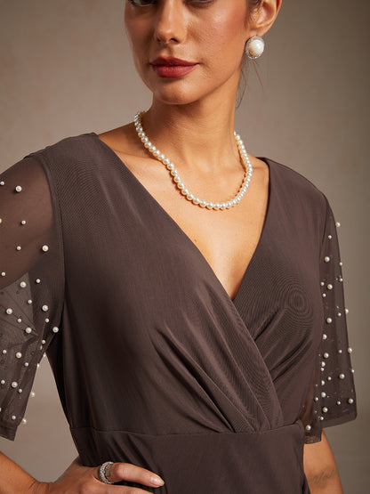 A-Linien-Kleid aus Rosettenspitze mit Paillettenverzierung