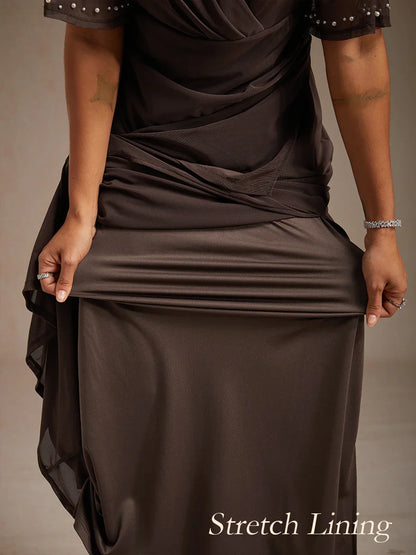 A-Linien-Kleid aus Rosettenspitze mit Paillettenverzierung