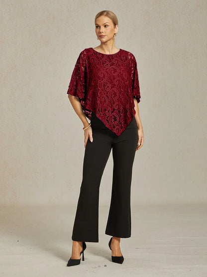 Elegant Lace Batwing Sleeve Top