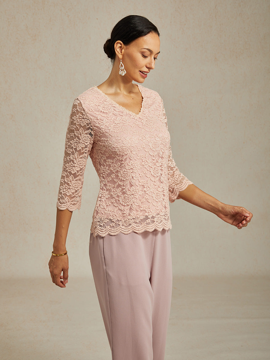 Elegantes Spitzentop mit Fledermausärmeln