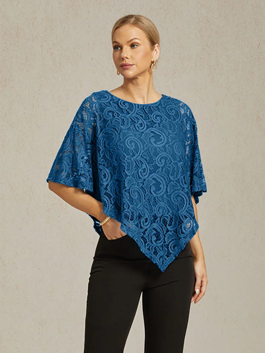Elegantes Spitzentop mit Fledermausärmeln
