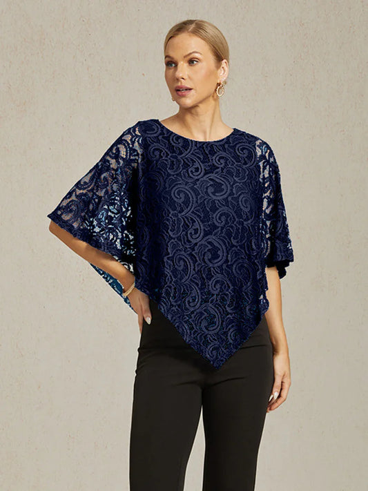 Elegantes Spitzentop mit Fledermausärmeln
