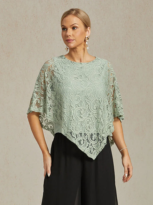Elegantes Spitzentop mit Fledermausärmeln