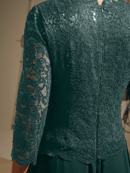 Elegant Lace and Chiffon Floor-Length Dress