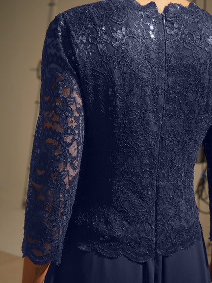 Elegant Lace and Chiffon Floor-Length Dress