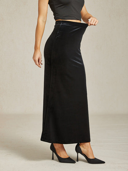 Elegant Long Velvet A-Line Skirt