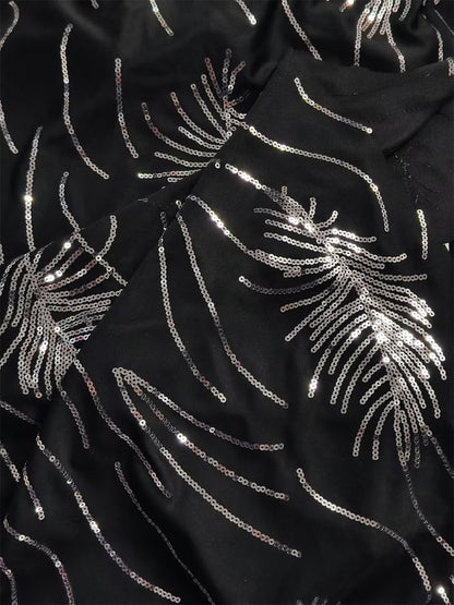 Elegant Mandarin Collar Sequin Twinset