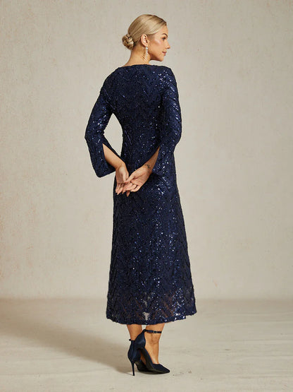 Elegantes, figurbetontes Cocktailkleid mit ausgestellten Ärmeln