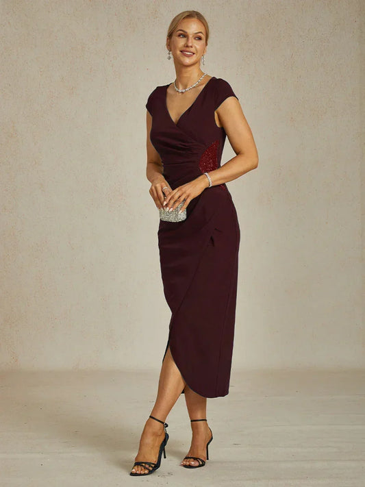 Elegantes Wickelkleid in Salbeigrün