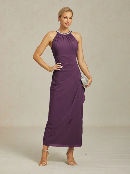 Florales Chiffon-Abendkleid mit asymmetrischem Saum