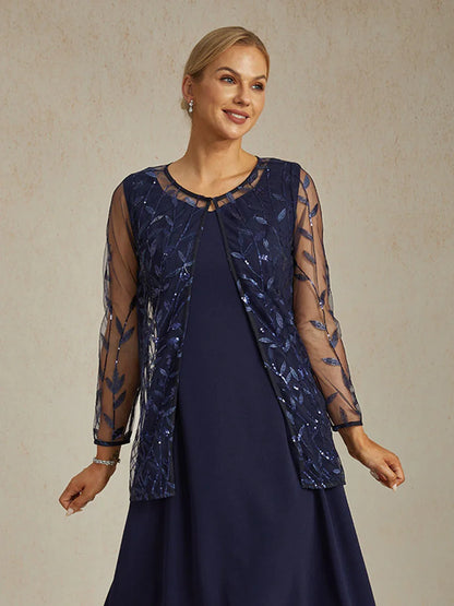 Cardigan aus transparentem Chiffon mit Blumenmuster und 3/4-Ärmeln