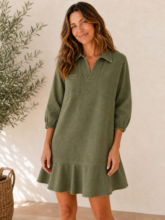 Knee-Length Denim Dress