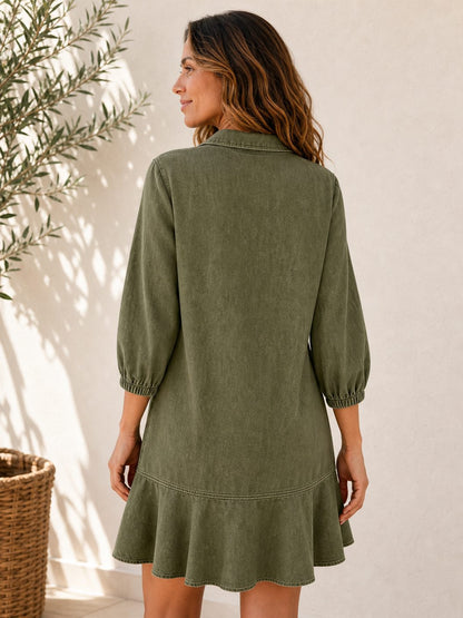 Knee-Length Denim Dress