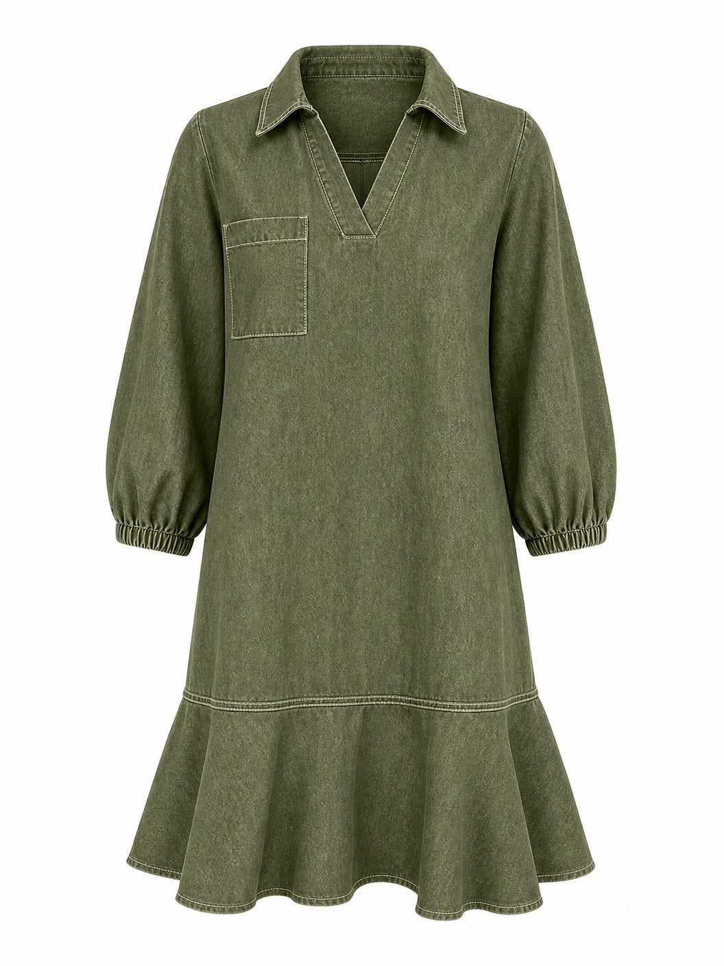 Knee-Length Denim Dress