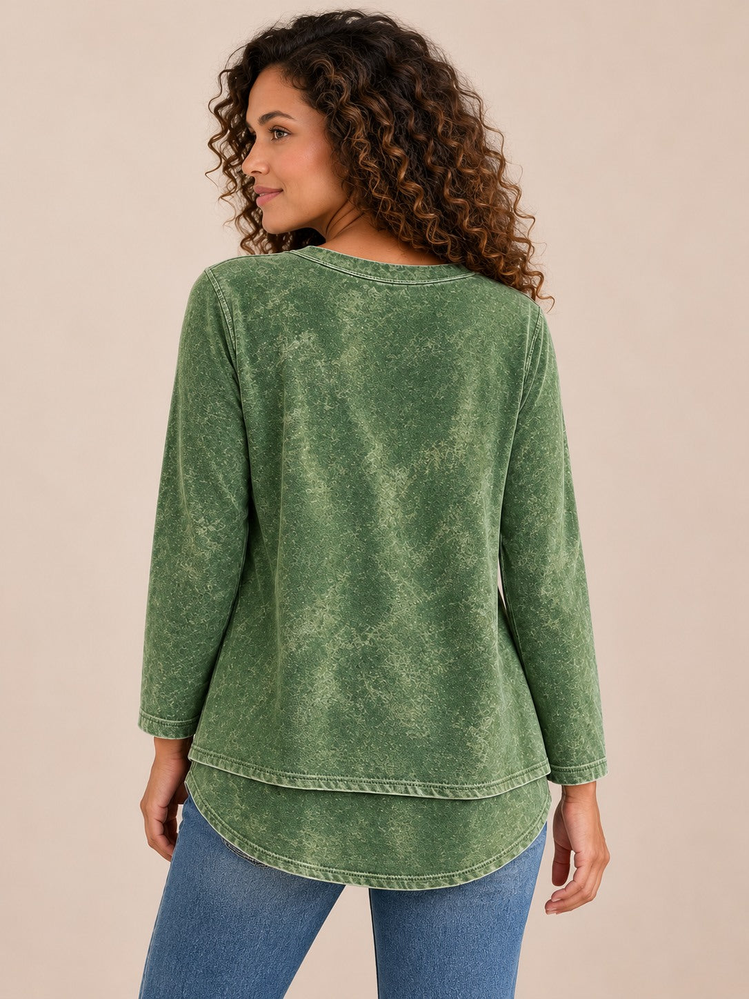100% Washed Cotton Layered Top