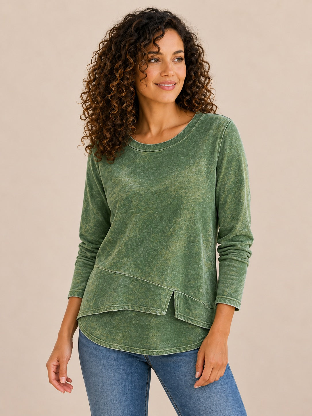 100% Washed Cotton Layered Top