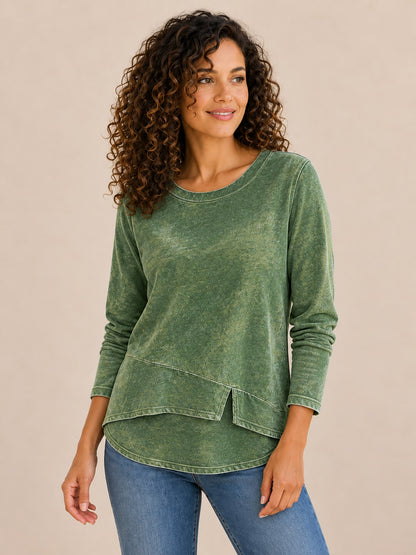 100% Washed Cotton Layered Top