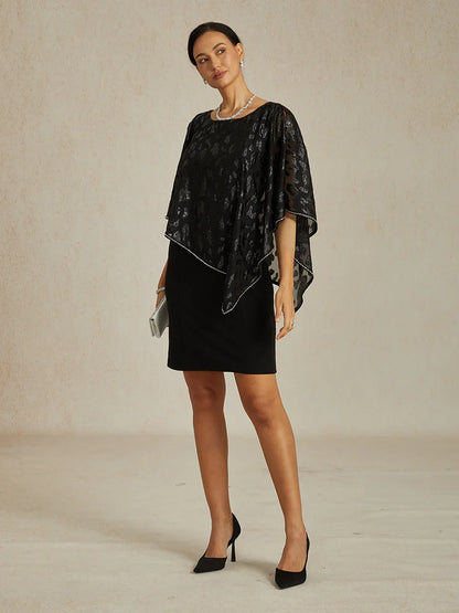 A-Linien-Kleid aus Rosettenspitze mit Paillettenverzierung