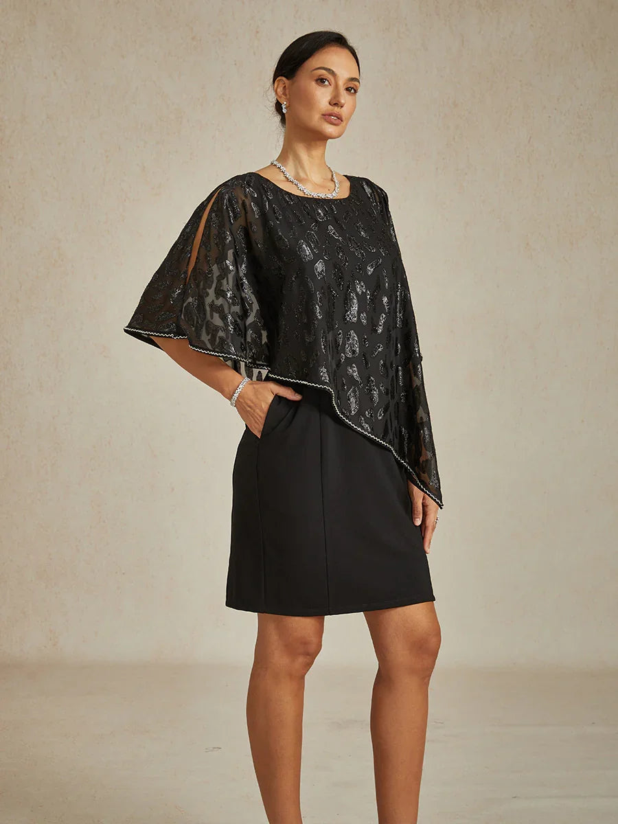 A-Linien-Kleid aus Rosettenspitze mit Paillettenverzierung