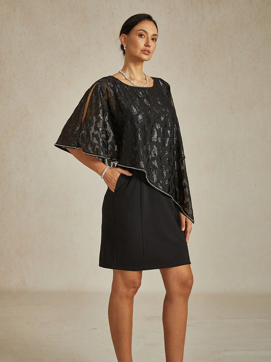 A-Linien-Kleid aus Rosettenspitze mit Paillettenverzierung