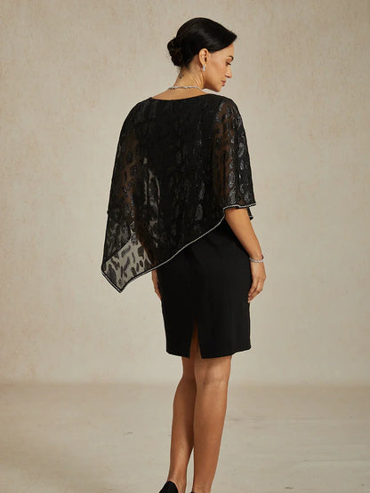 A-Linien-Kleid aus Rosettenspitze mit Paillettenverzierung