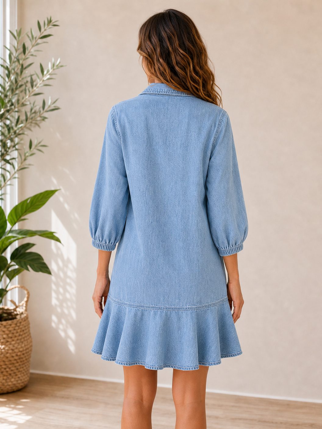 Knee-Length Denim Dress